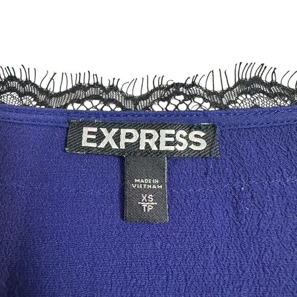 Express Y2K Indigo Lace Trim Intimate Style Slip Mini Dress, XS - Picture 5 of 10